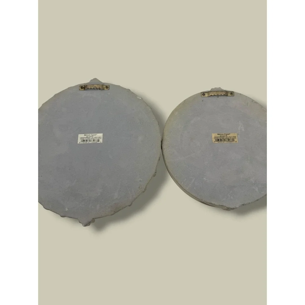 Vintage Style Ornate Round Wall Mirrors Set 2 Cream Distressed Shabby Chic